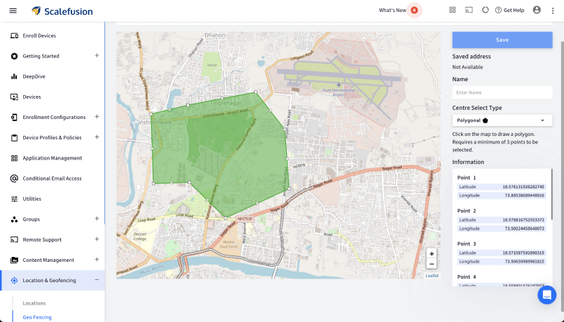 Track device location and monitor geofence in real time