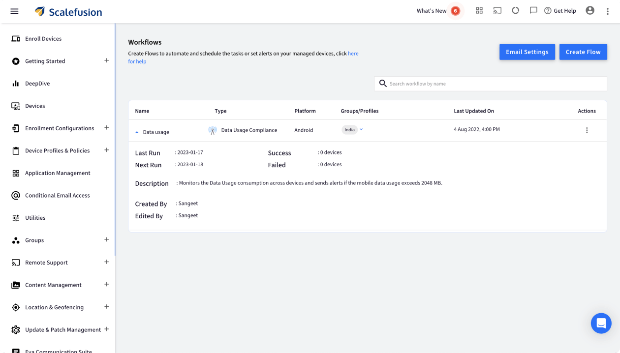 Scalefusion Workflows - Scheduling Jobs & Actions